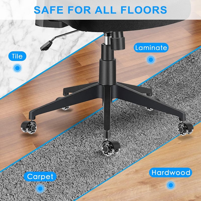 Omyoffice Office Chair Caster Wheels (Set of 5),Heavy-Duty Chair Wheels Support 2200lbs,Mute Rubber Chair Casters for Hardwood Floors and Carpet,2 Inch Universal Fit (Black) - Image 3